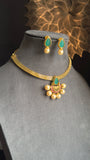 Diya Half-Flower Pendant Necklace Set , Vibrant Colors- FUSION