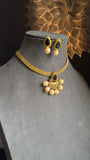 Diya Half-Flower Pendant Necklace Set , Vibrant Colors- FUSION