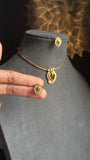 Kerala Dainty Gold Plated Mullamottu Pendant Set with Earrings | Mango Design Necklace Set | Lightweight Daily Wear South Indian Jewellery