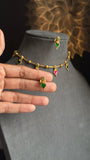 Dainty Kerala Palakka Nagapadam Inspired Choker Set | Ruby Green Enamel Necklace with Earrings | South Indian Traditional Jewelry