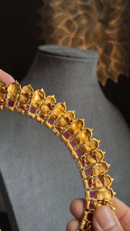 Kerala Nagapadam Choker Set | Traditional Green Palakka Necklace & Earrings | South Indian Temple Jewellery | South Indian Wedding Choker