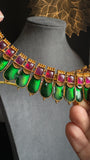 Kerala Nagapadam Choker Set | Traditional Green Palakka Necklace & Earrings | South Indian Temple Jewellery | South Indian Wedding Choker