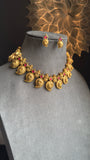Panoply Kerala Lakshmi Peacock Manga Mala Choker Set | Traditional Mango Design Necklace & Earrings | Antique Gold Finish Temple Jewellery