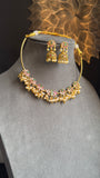 PANOPLY Hasli Tube Lotus Floral Necklace with Jhumka Earrings Temple Jewelry Pearl Choker Set |  | South Indian Bridal Jewelry