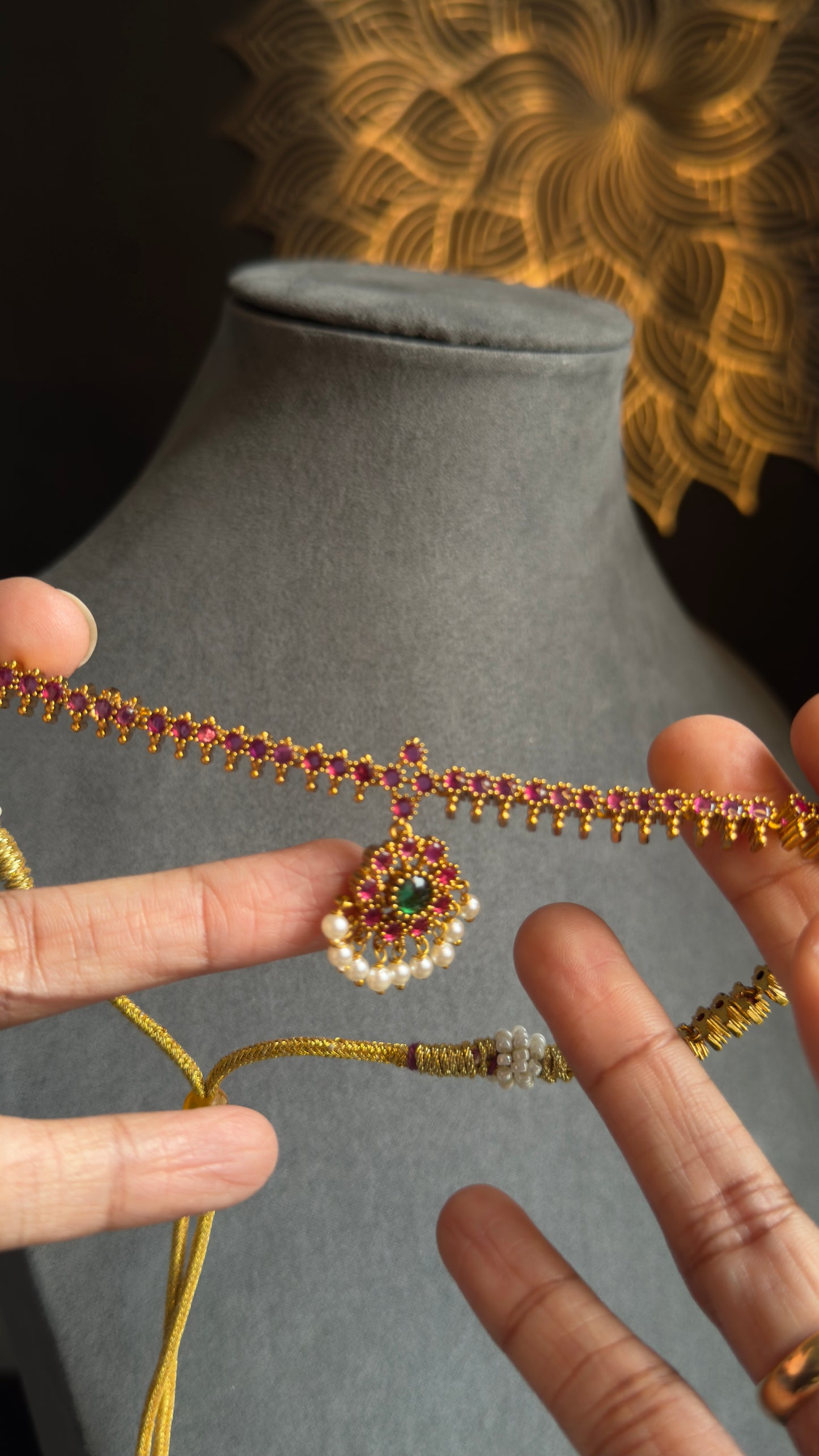 Best Selling Celebrity Traditional Kemp Atigai Set with Ruby Danglers - South Indian TRADITIONAL