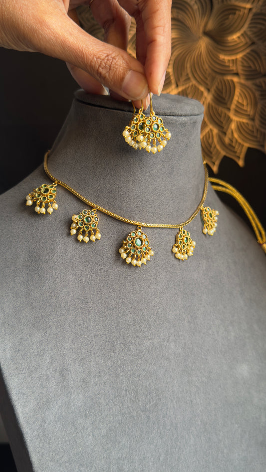 Unique Multi Pendant Drops Kemp Necklace Set - FUSION