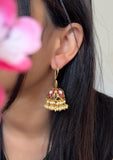 Hoop Style Lotus Jhumka Earrings - FUSION