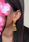 Antique Nakshi Step Matt Gold Jhumka - TEMPLE