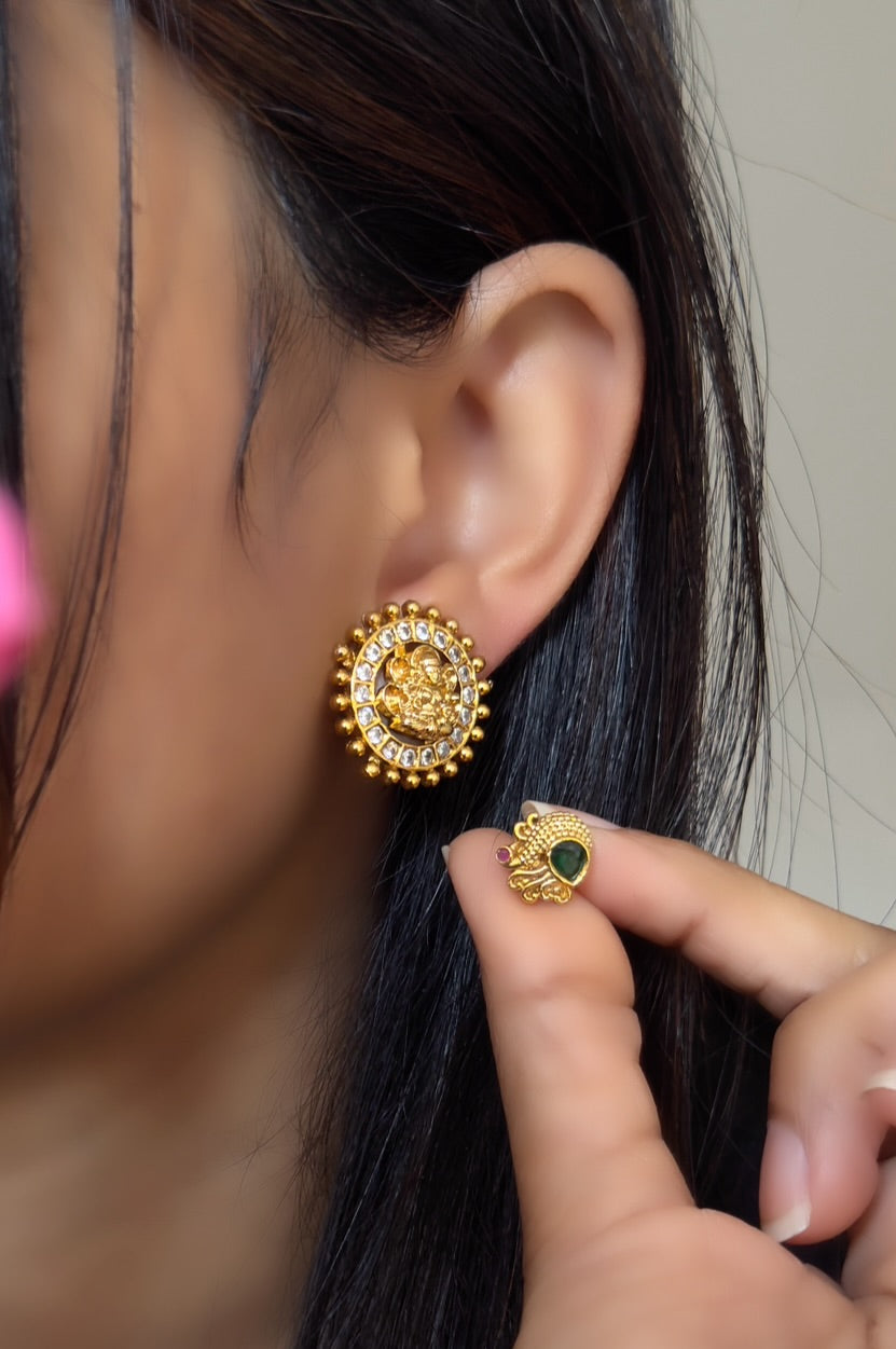 Interchangeable Trio Stud Set: Lakshmi, Peacock, Floral - FUSION