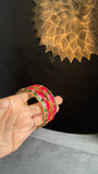 Set of 2 Lotus Gold Enamel hand painted Bangle South indian Jewelry Antique indian jewelry| South Indian Bangle Bracelet |Temple bangle