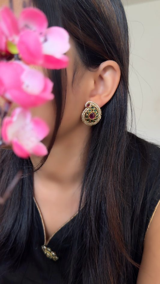 Paisley AD Kundan Stud Earrings | Various Designs - TRADITIONAL