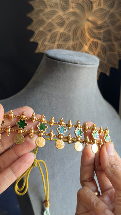Green Closed neck Choker South Indian Jewelry Set