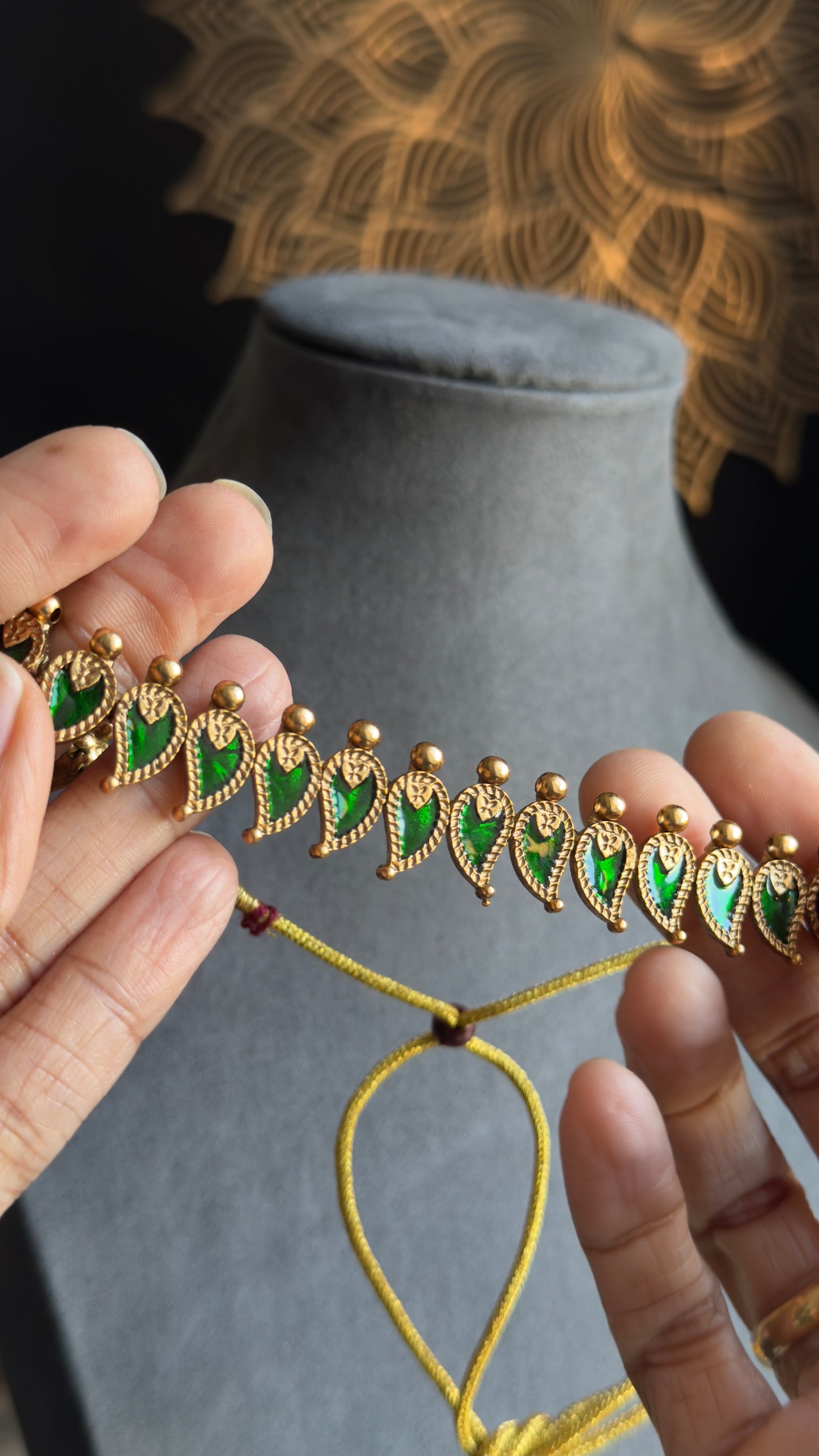 South Indian Traditional Green and Red Palaka Necklace set