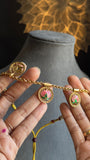 Lotus Pendant gold Necklace with Earrings South Indian Jewellery