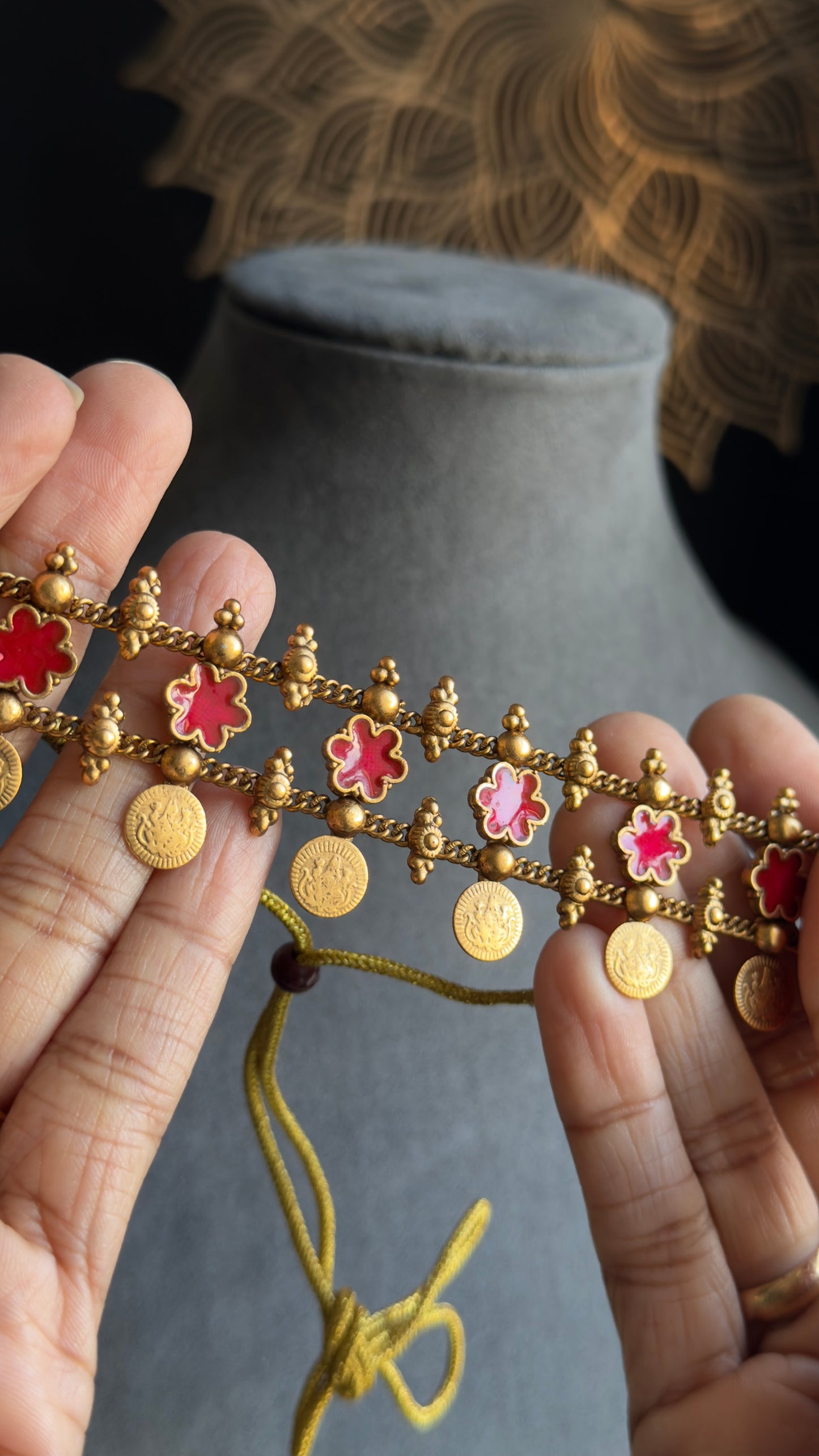 Green Closed neck Choker South Indian Jewelry Set