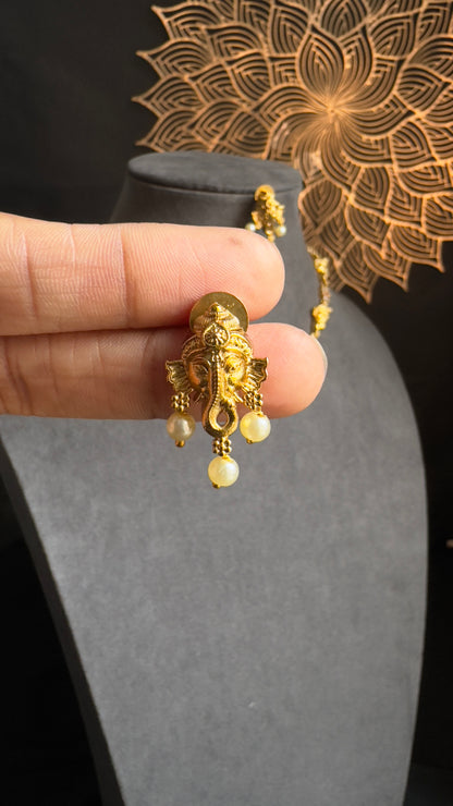 Ganesh Elephant Necklace Set - TEMPLE