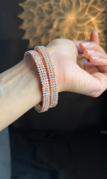 Rose Gold Cubic Zirconia Bangles - INDO WESTERN