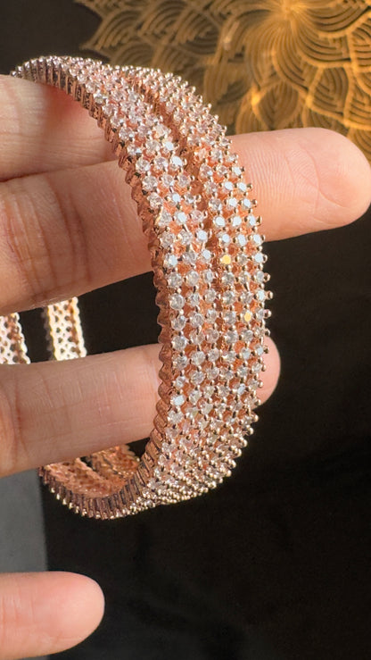 Rose Gold Cubic Zirconia Bangles - INDO WESTERN