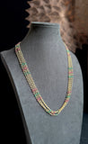 Long Pastel 5 Layered Pearl Necklace - LONG NECKLACE