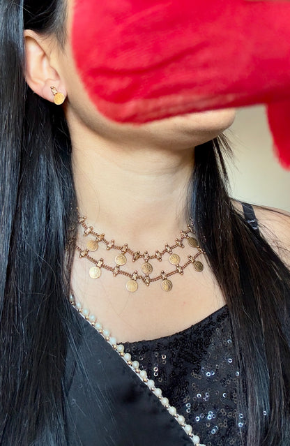 Kasu Coin Choker Necklace Set with Earrings | South Indian Kasu Mala | Temple Jewellery Lakshmi| Traditional Necklace