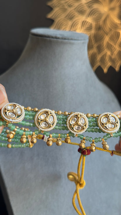 Dainty Rajwadi Pearl Necklaec; Drop Jhumka - BOLLYWOOD