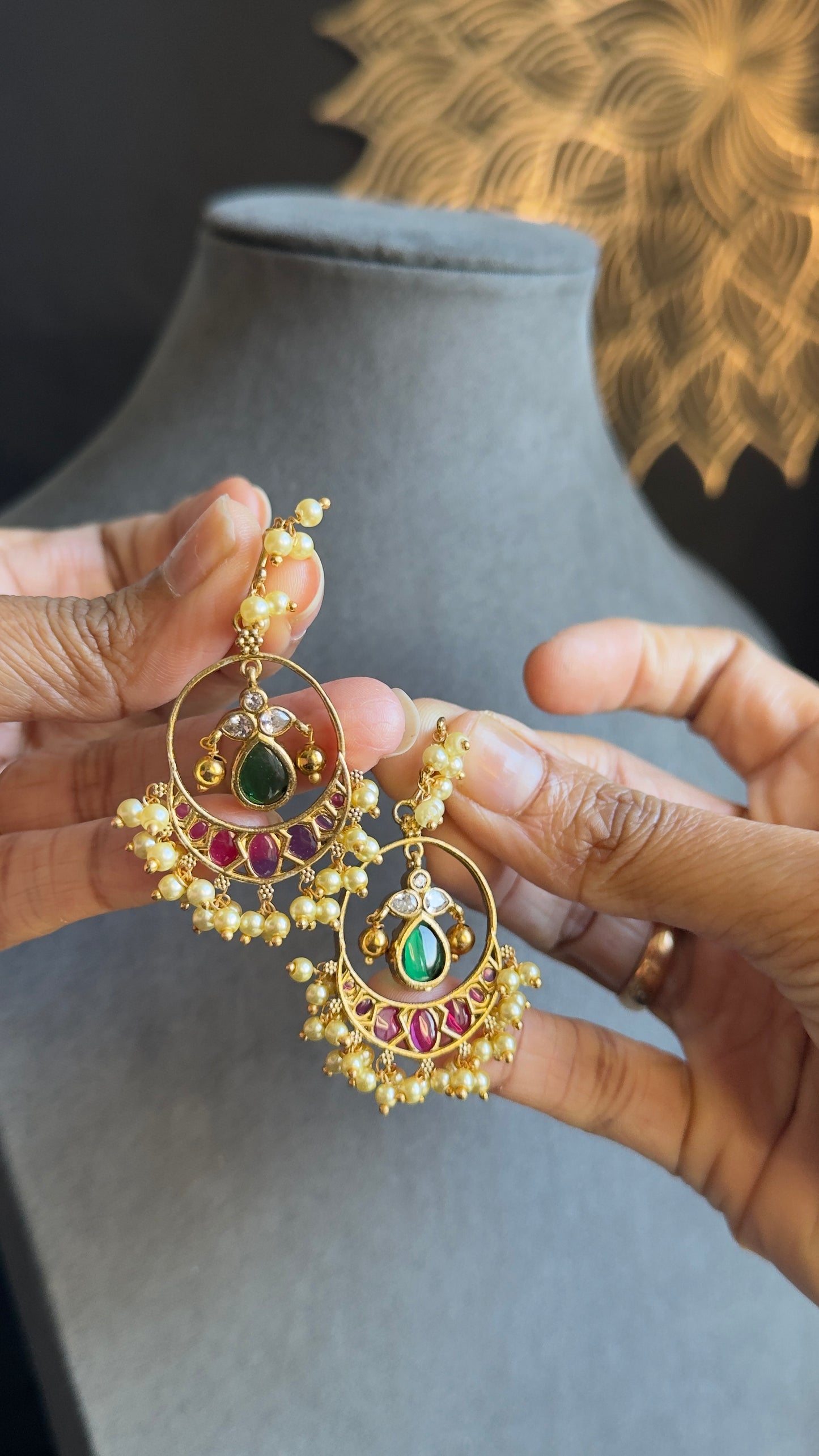 Hoop Style Gold plated South Indian Earrings -FUSION