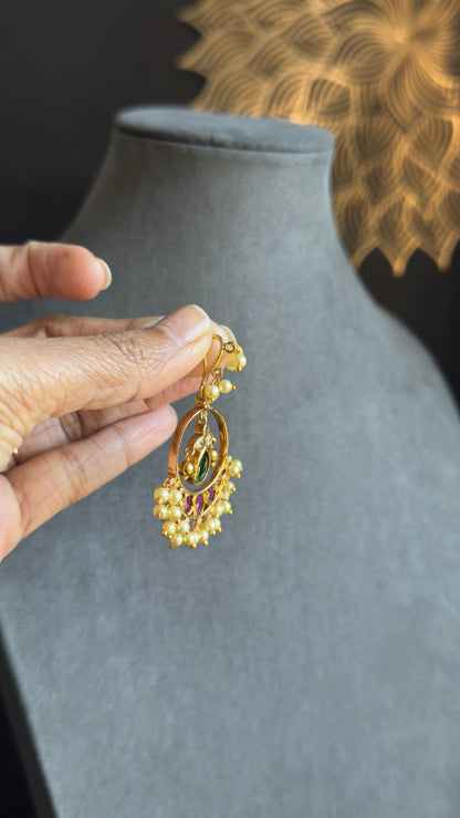 Hoop Style Gold plated South Indian Earrings -FUSION