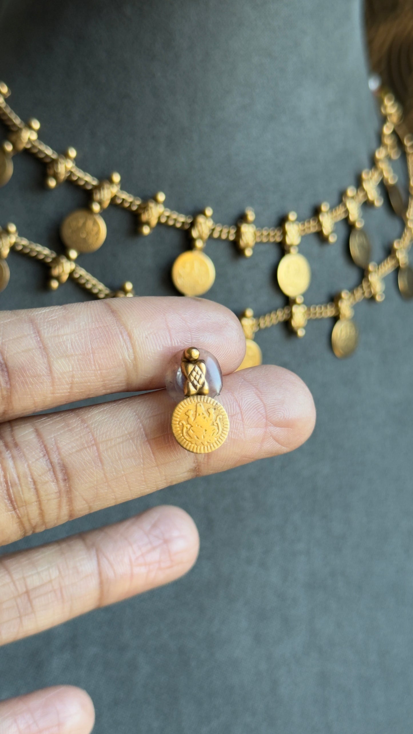 Kasu Coin Choker Necklace Set with Earrings | South Indian Kasu Mala | Temple Jewellery Lakshmi| Traditional Necklace