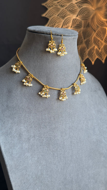 Unique Multi Pendant Drops Kemp Necklace Set - FUSION