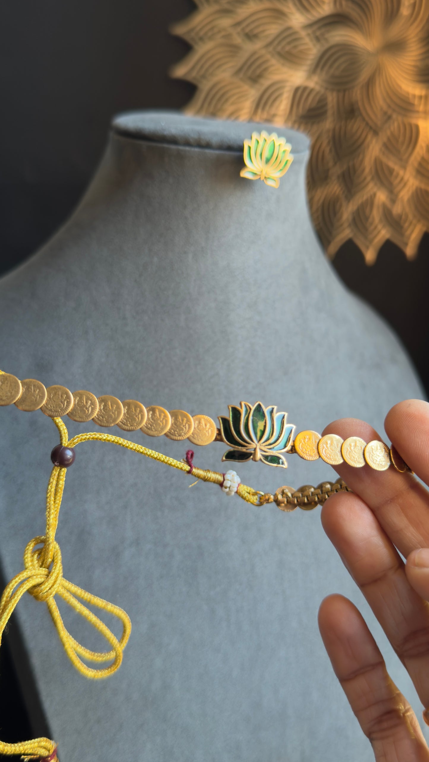 Coin decorated Lotus Necklace with Earrings Lotus Necklace Set South Indian jewelery