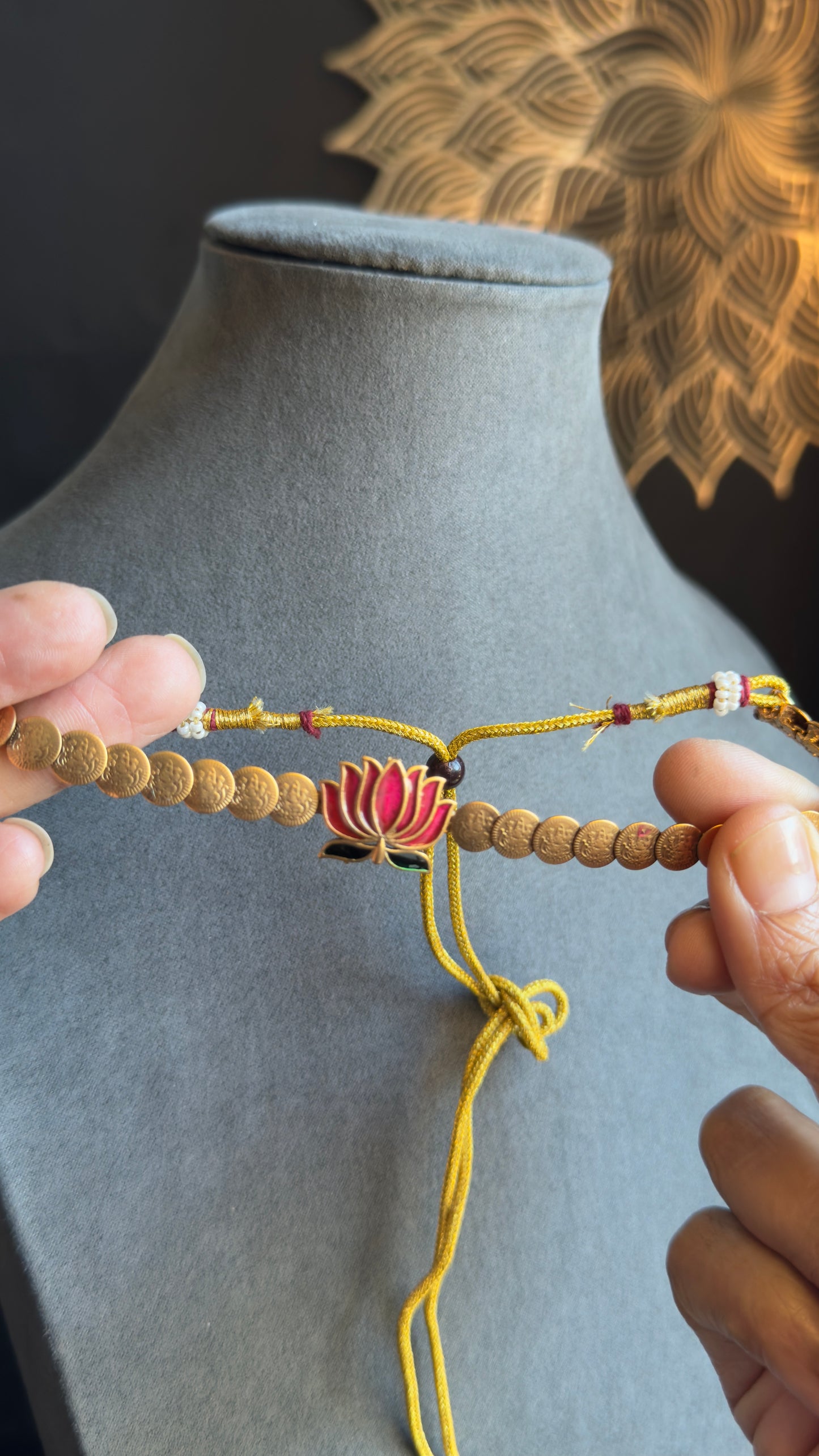 Coin decorated Lotus Necklace with Earrings Lotus Necklace Set South Indian jewelery