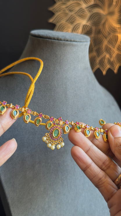 Kerala Nagapadam Pendant Necklace Set | Traditional Green Palakka Necklace set | South Indian Temple Jewellery | South Indian Wedding Choker