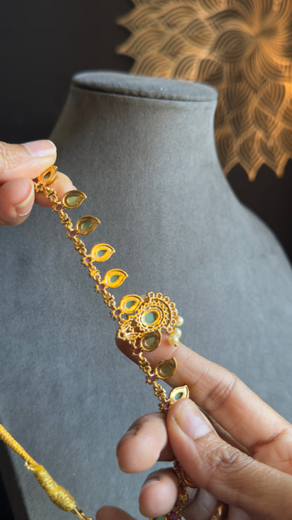 Kerala Nagapadam Pendant Necklace Set | Traditional Green Palakka Necklace set | South Indian Temple Jewellery | South Indian Wedding Choker