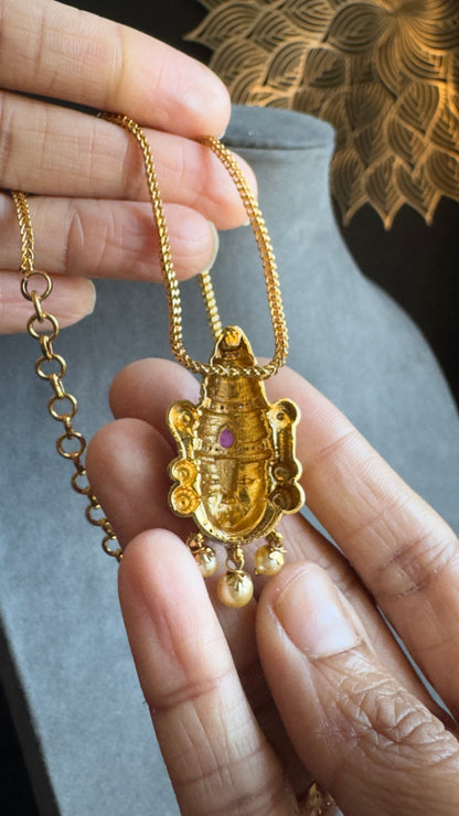 Vaishnav Perumal Vishnu Pendant Gold Traditional South Indian Necklace | Temple Jewelry Pendant Chain | Traditional Bridal Jewelry