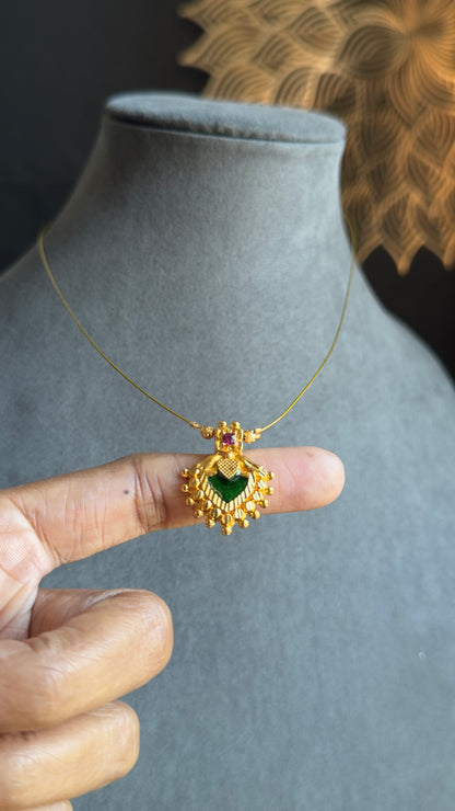 Invisible Palaka Gold South Indian Pendant Necklace