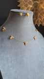 Trending Paisley delicate Invisible Multi Pendant Gold Indian Necklace Set with Earings- FUSION