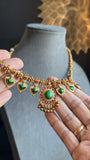 Bridal Set Long and short Palakka Kerala Manga palakka Neckpiece- Vine Gold South Indian jewelry long Necklace Set - TRADITIONAL- Vine Gold South Indian jewelry long Necklace Set - TRADITIONAL
