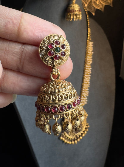 Cluster Pearl Long Pendant Haar Jhumkas - TRADITIONAL