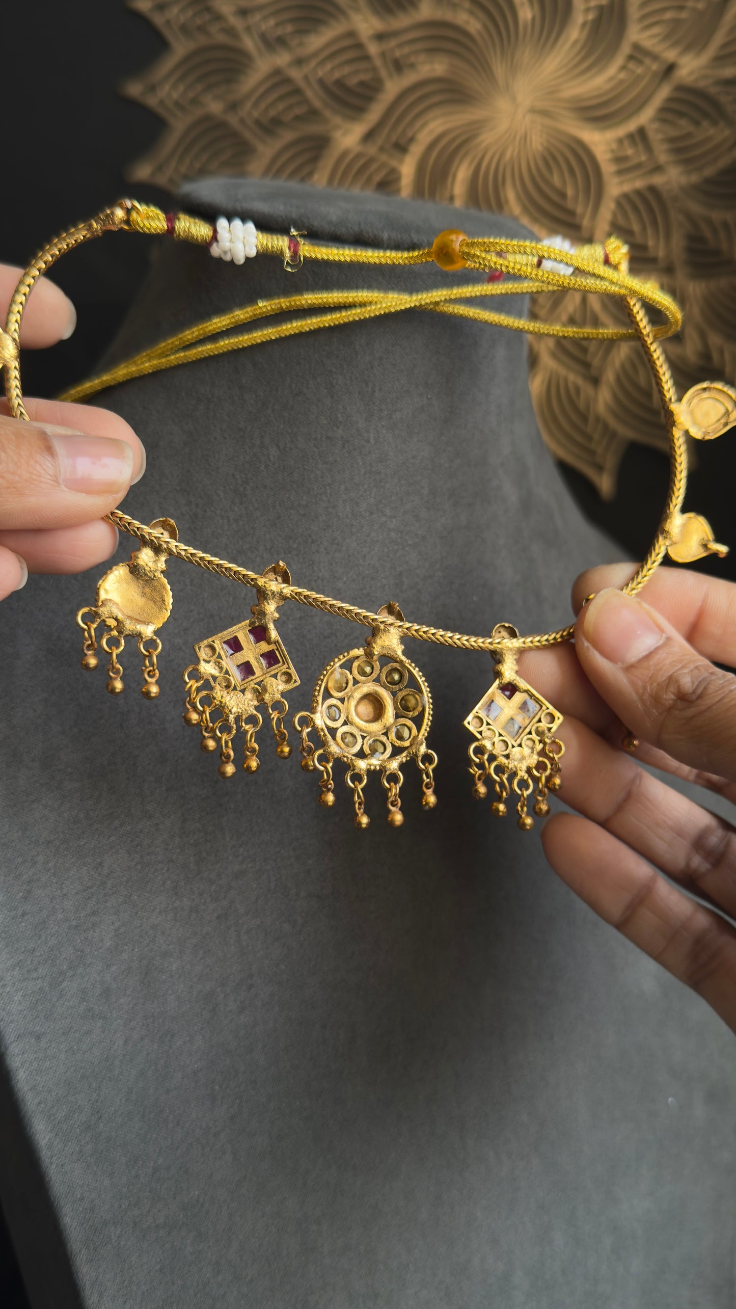 Celebrity Arya Inspired dainty Multi Pendant Drops Necklace Set - FUSION