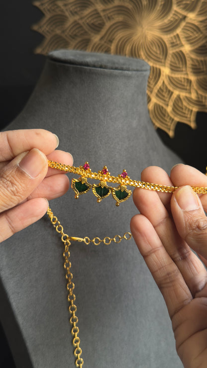 Palakka Kerala gold Necklace with stud earrings| Traditional Jewellery UK