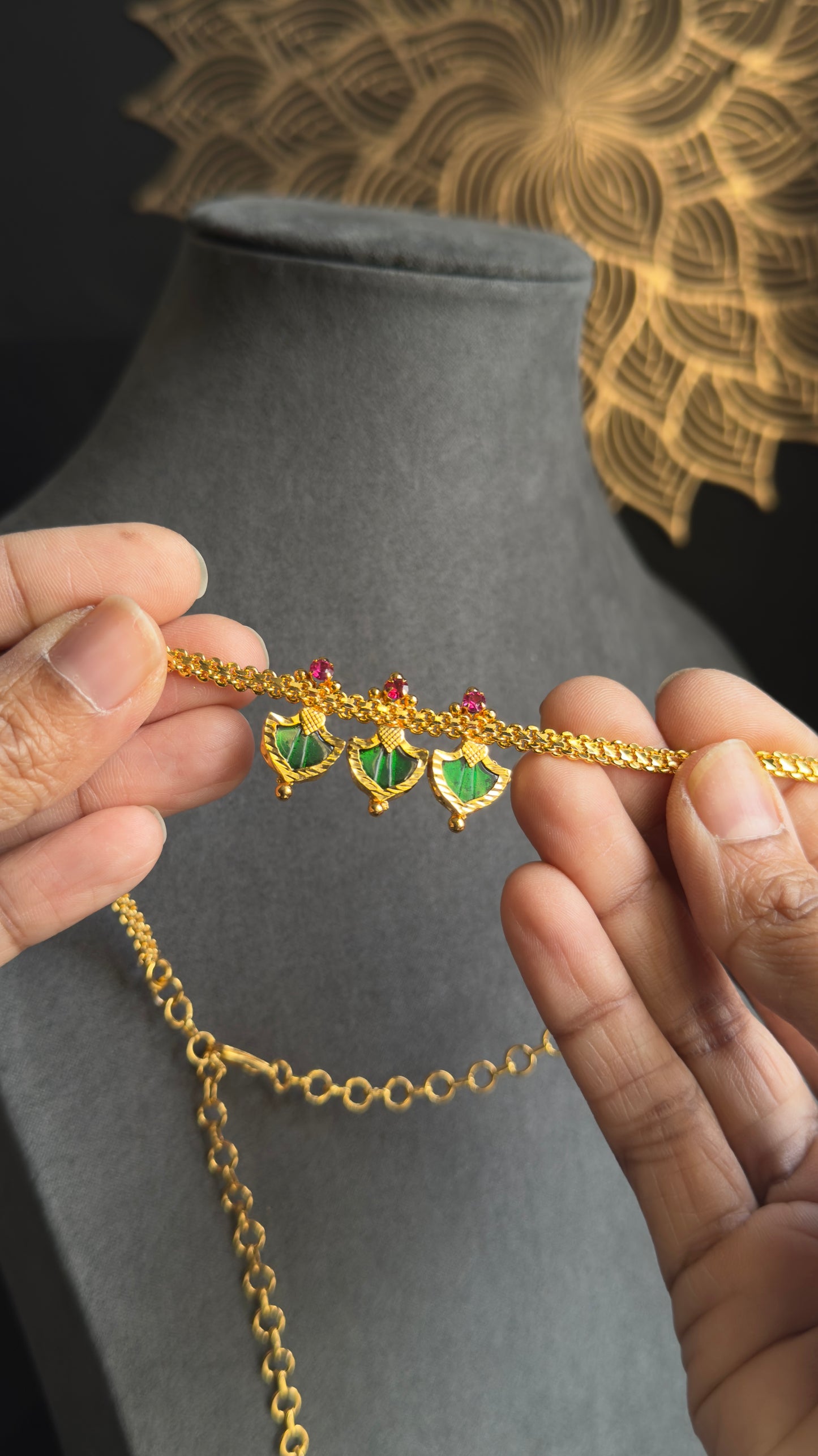 Palakka Kerala gold Necklace with stud earrings| Traditional Jewellery UK