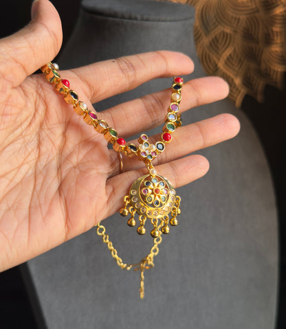 Navarathan Pendant Atigai Necklace Set - TRADITIONAL