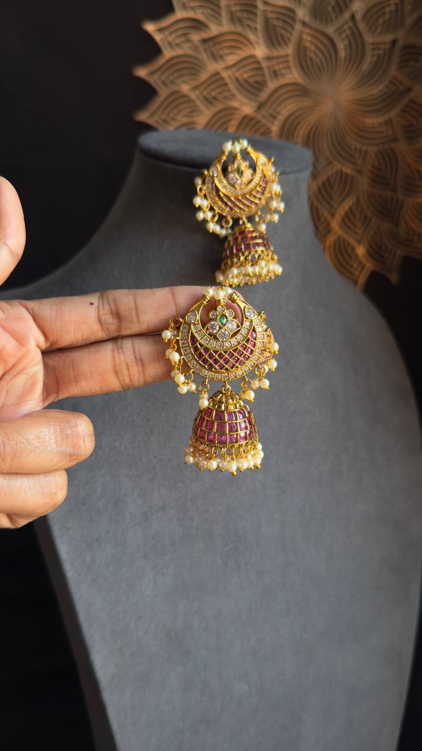 Crescent Inspired Kemp Jhumka  - TRADITIONAL