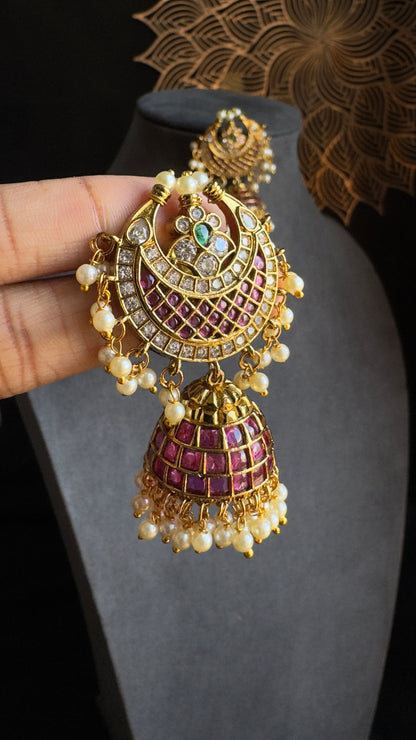 Crescent Inspired Kemp Jhumka  - TRADITIONAL