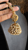 Peacock Cluster Pearl Jhumka with Ear Chain - TRADITIONAL