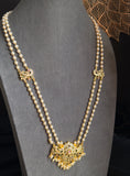 2 line Pearl Long Pendant Haar Set - TRADITIONAL