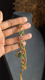 Tear drop American Diamond Necklace Set Ruby Emerald Accents - Indian Jewelry