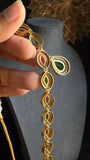 Tear drop American Diamond Necklace Set Ruby Emerald Accents - Indian Jewelry