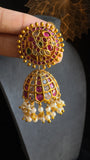 Peacock Outlined Kemp Jhumka  - TRADITIONAL