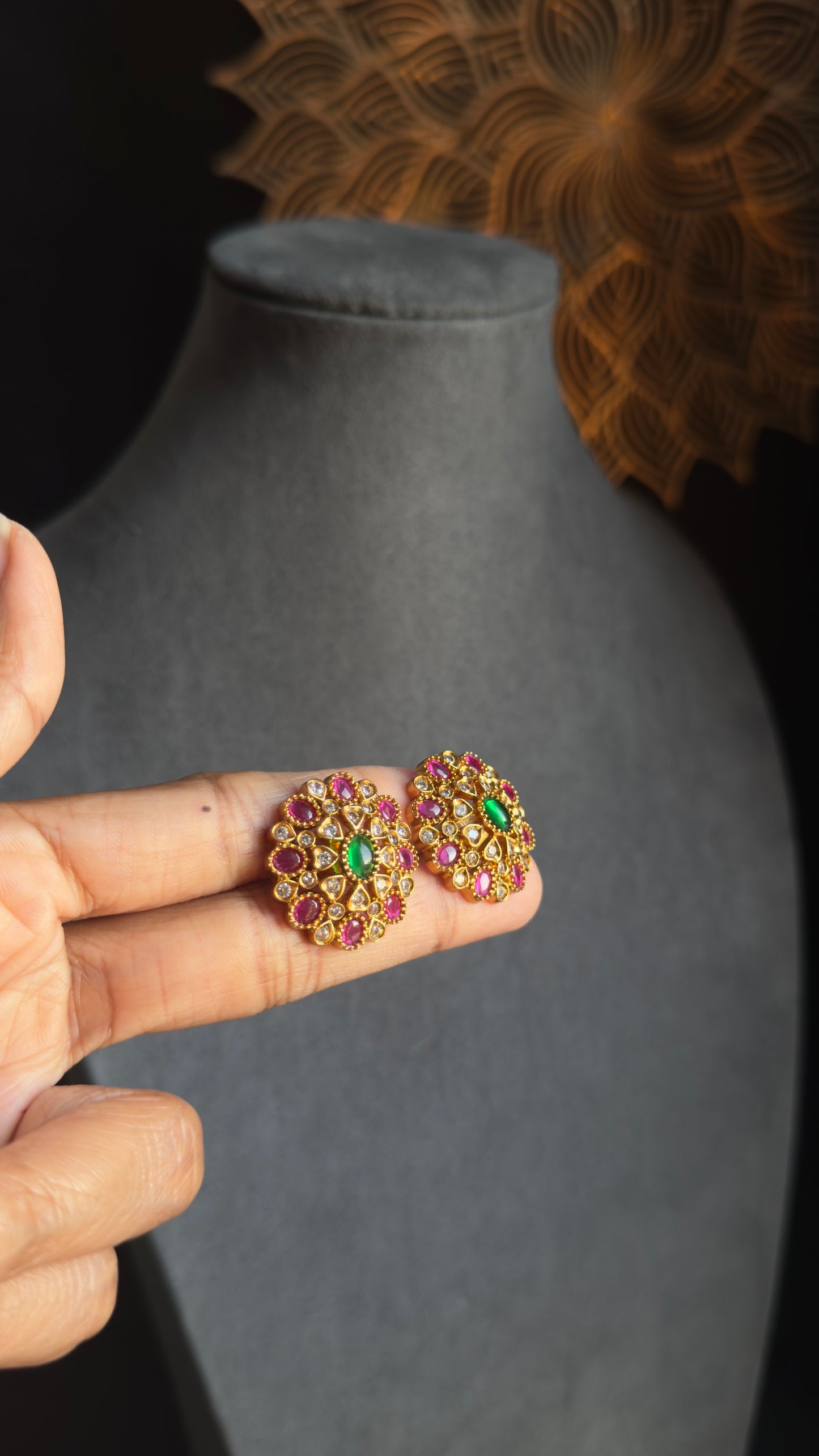 Mandala Kundan Stud Earrings -  Various Designs